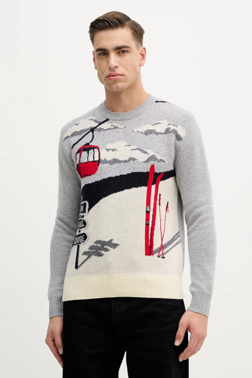 United Colors of Benetton pulover din amestec de lână culoarea gri, 1444K10B4