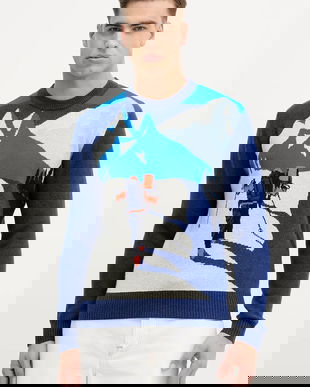 United Colors of Benetton pulover din amestec de lână culoarea bleumarin, 1444K10B4