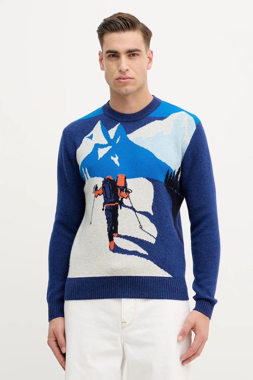 United Colors of Benetton pulover din amestec de lână culoarea bleumarin, 1444K10B4