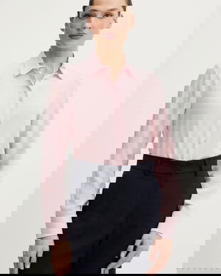 Weekend Max Mara cămașă de mătase CURVONE culoarea roz, cu guler clasic, regular, 2615111121600