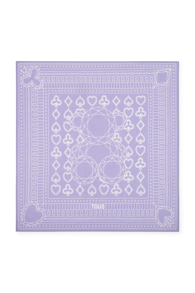 Tous o eșarfă cu mătase All In culoarea violet, cu imprimeu, 2002202633