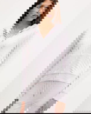 Juicy Couture bluză din velur culoarea violet, cu glugă, uni, JCAP176