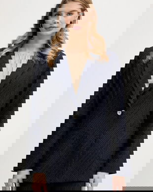 Joseph Ribkoff sacou culoarea bleumarin, un singur rând de nasturi, uni, 261196