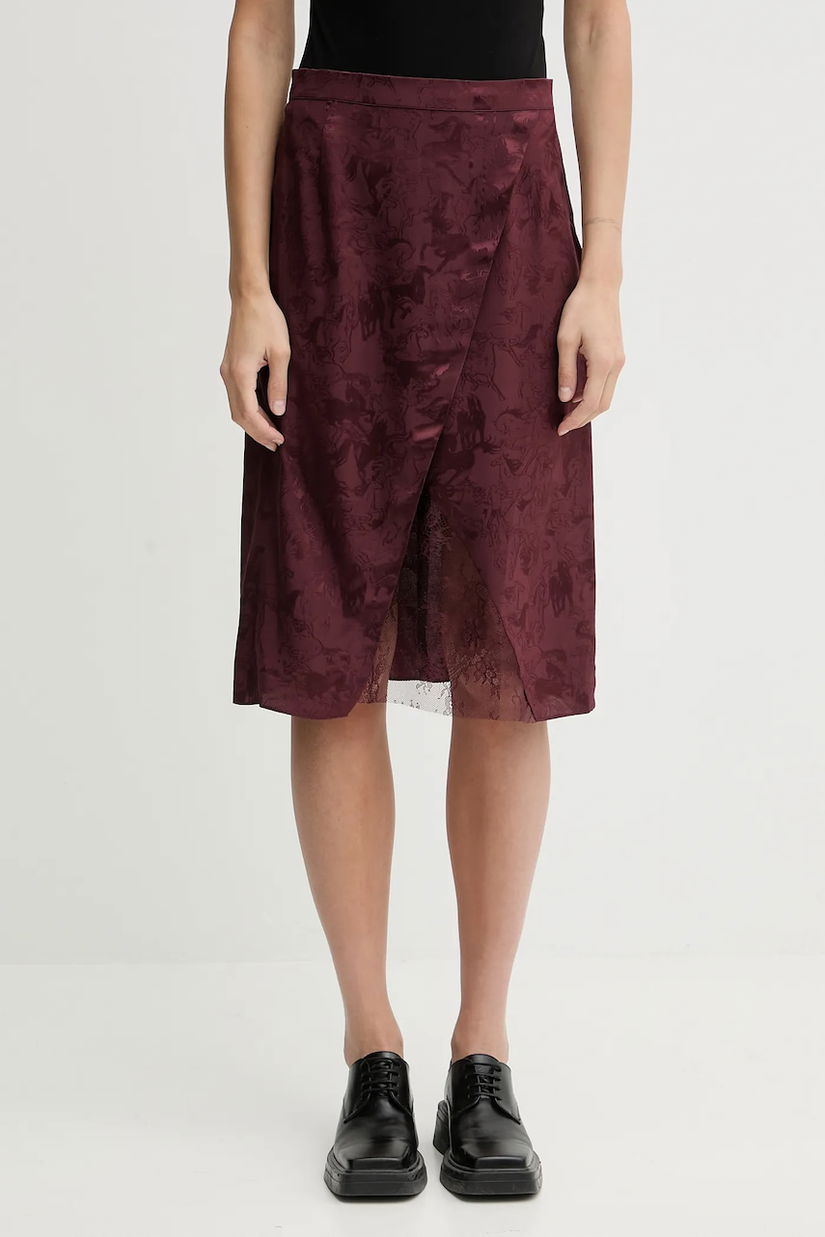 ZADIG&VOLTAIRE fustă de mătase culoarea bordo, mini, drept, WWSK01620