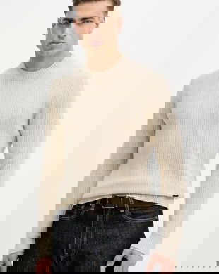 Hackett London pulover de lână culoarea bej, HM7000125