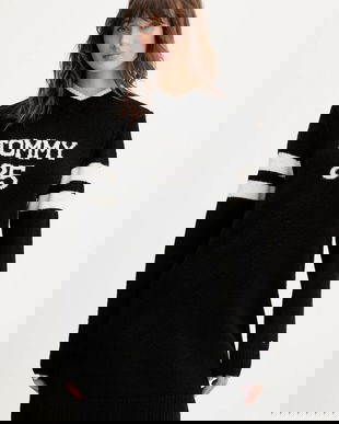 Tommy Jeans rochie din amestec de lână culoarea negru, mini, drept, DW0DW21906