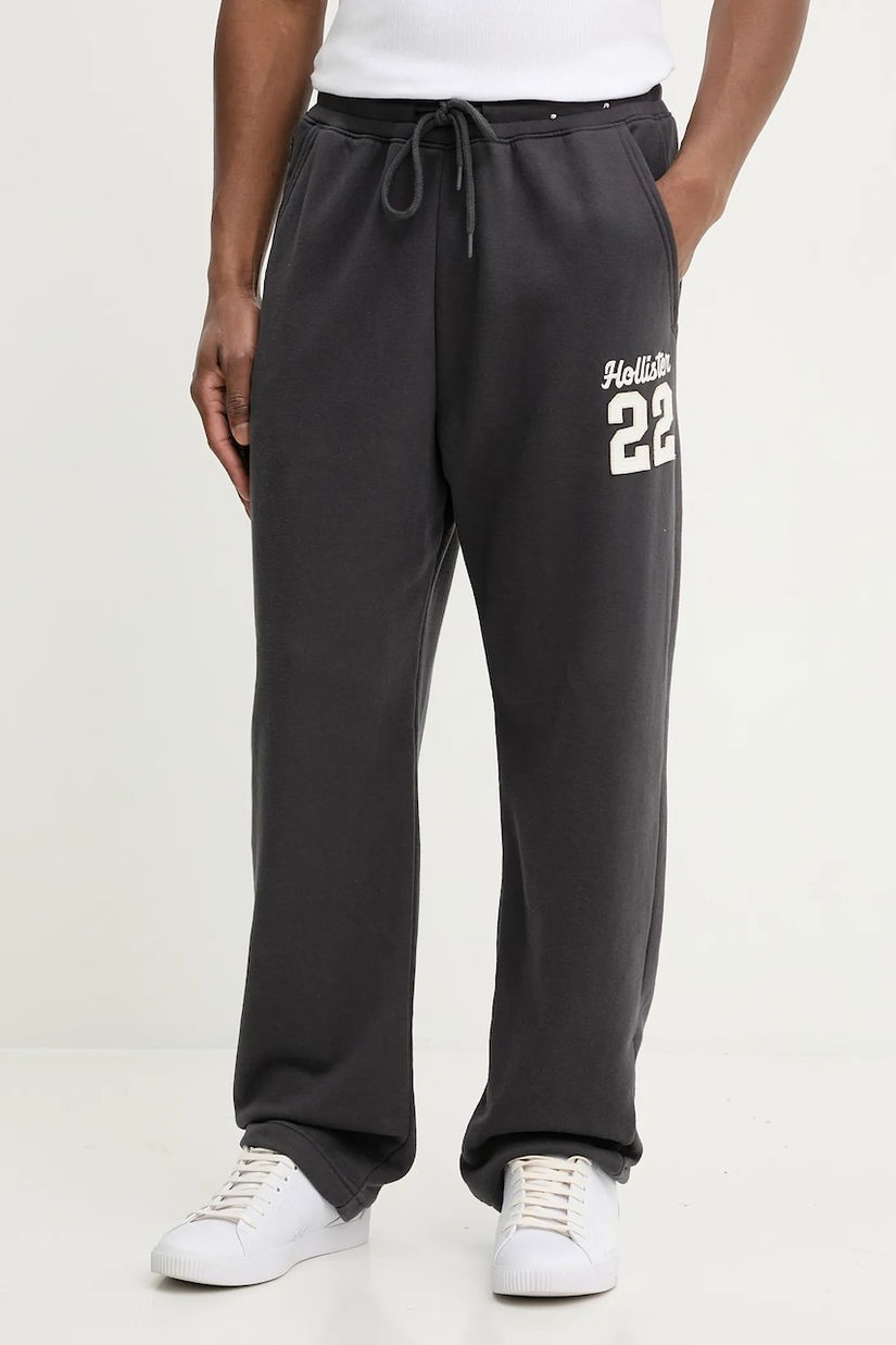 Hollister Co. pantaloni de trening culoarea gri, cu imprimeu, KI334-5170-901