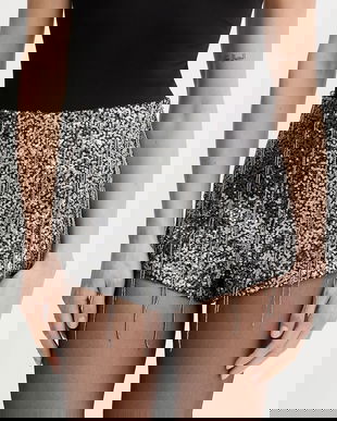 Bardot pantaloni scurți culoarea negru, cu imprimeu, high waist, 60208PB1