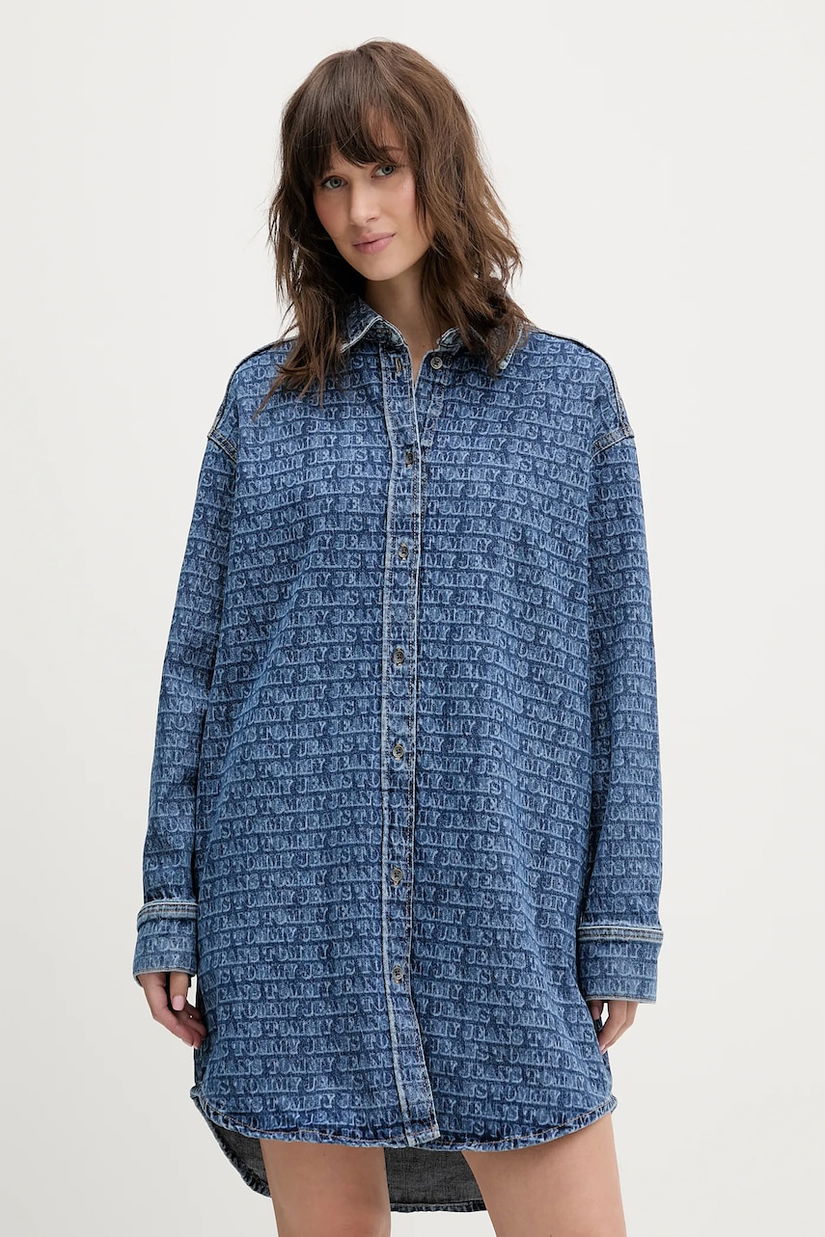 Tommy Jeans rochie jeans mini, oversize, DW0DW22492