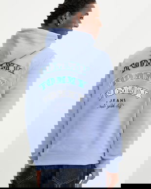 Tommy Jeans hanorac de bumbac cu glugă, cu imprimeu, DM0DM22365