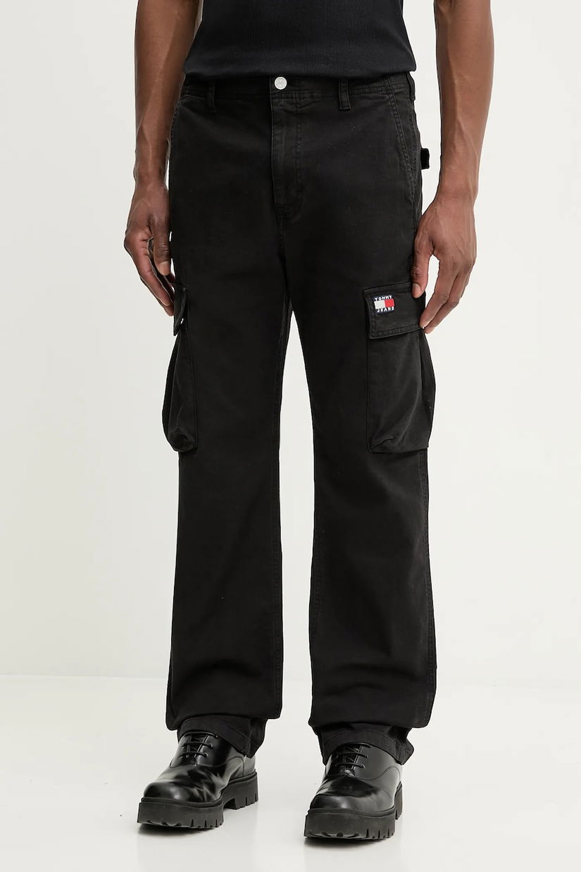 Tommy Jeans pantaloni culoarea negru, cu fason cargo, DM0DM22403