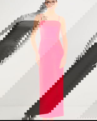 Bardot rochie culoarea roșu, midi, drept, 60179DB