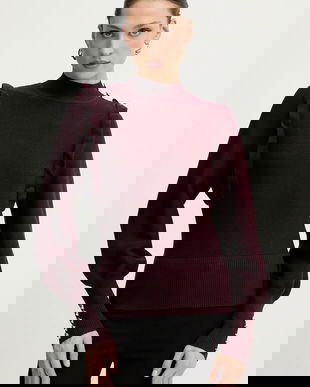 Morgan pulover culoarea bordo, cu turtleneck, MGENEV