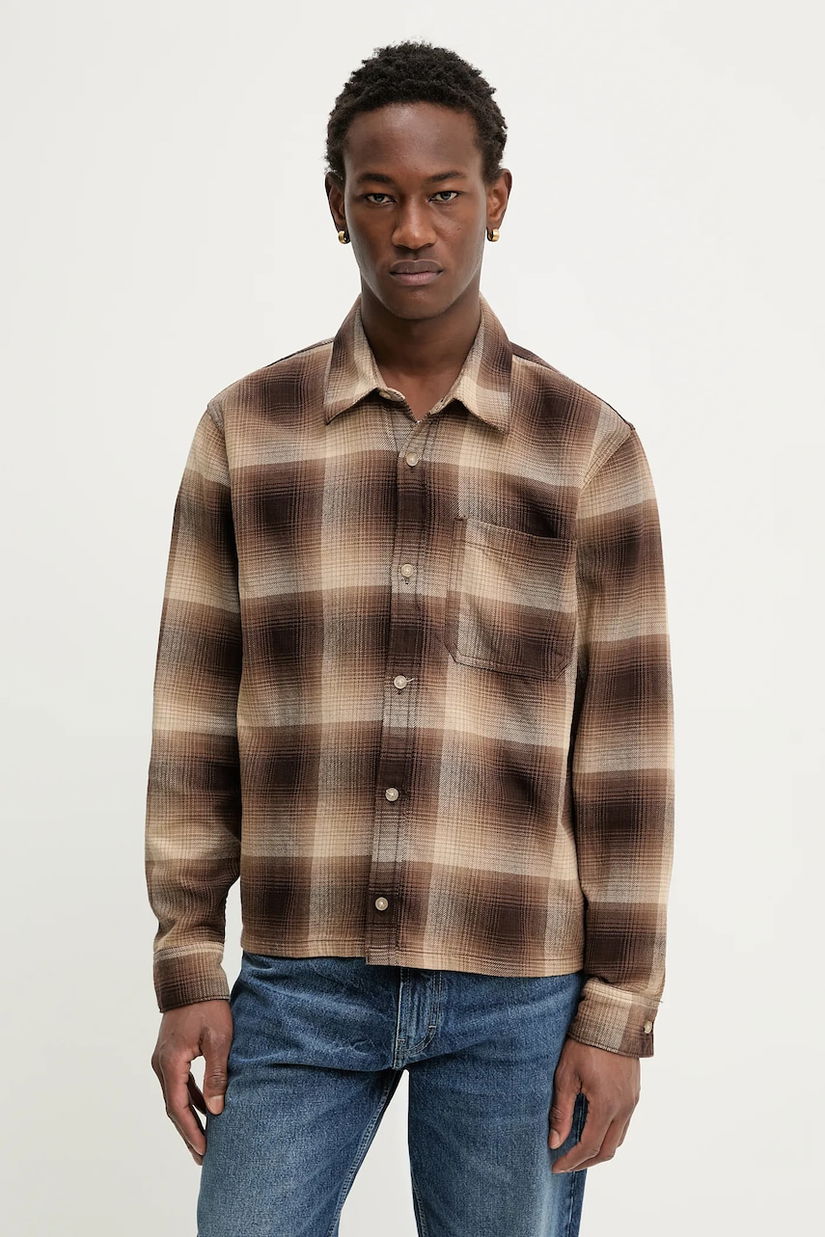 Hollister Co. cămașă din bumbac culoarea maro, cu guler clasic, regular, KI325-5245-428