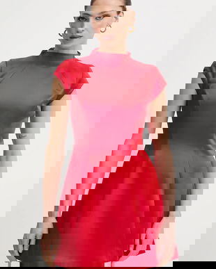 Bardot rochie culoarea roșu, mini, evazați, 59329DB2