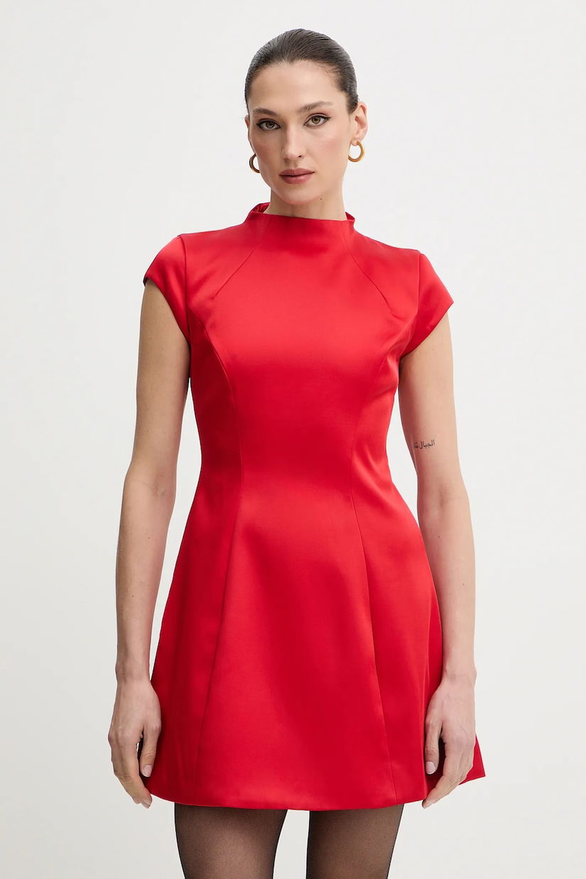 Bardot rochie culoarea roșu, mini, evazați, 59329DB2