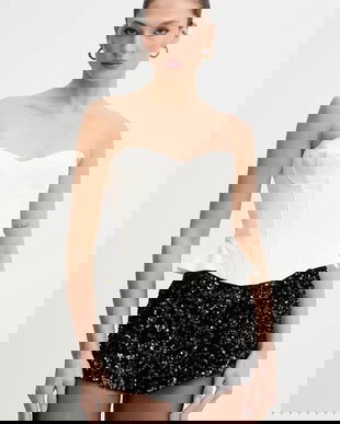 Bardot top culoarea bej, uni, 60213TB2