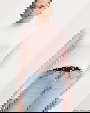 Morgan pulover culoarea roz, cu turtleneck, MIRO