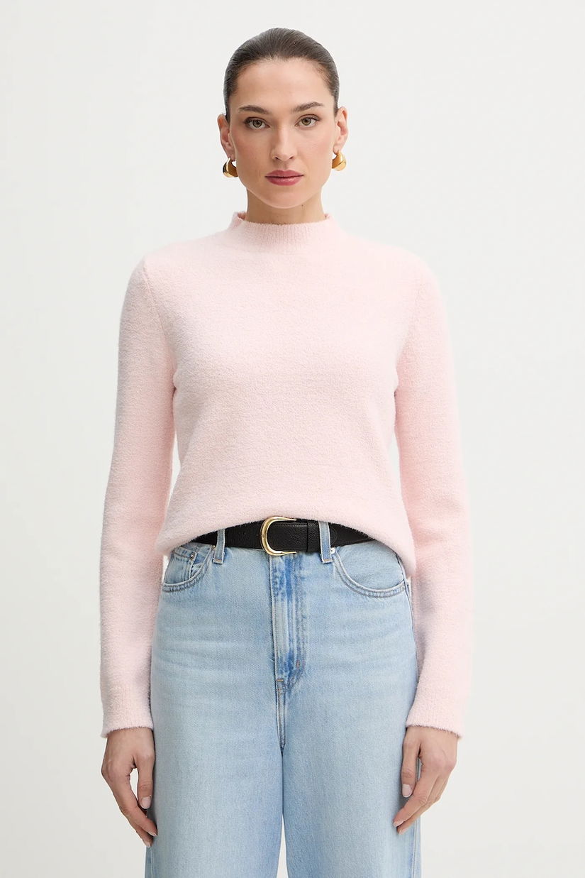 Morgan pulover culoarea roz, cu turtleneck, MIRO
