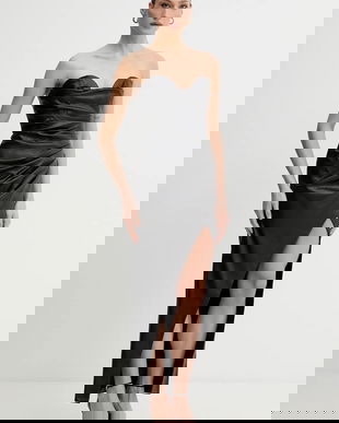 Bardot rochie culoarea negru, maxi, mulată, 60141DB