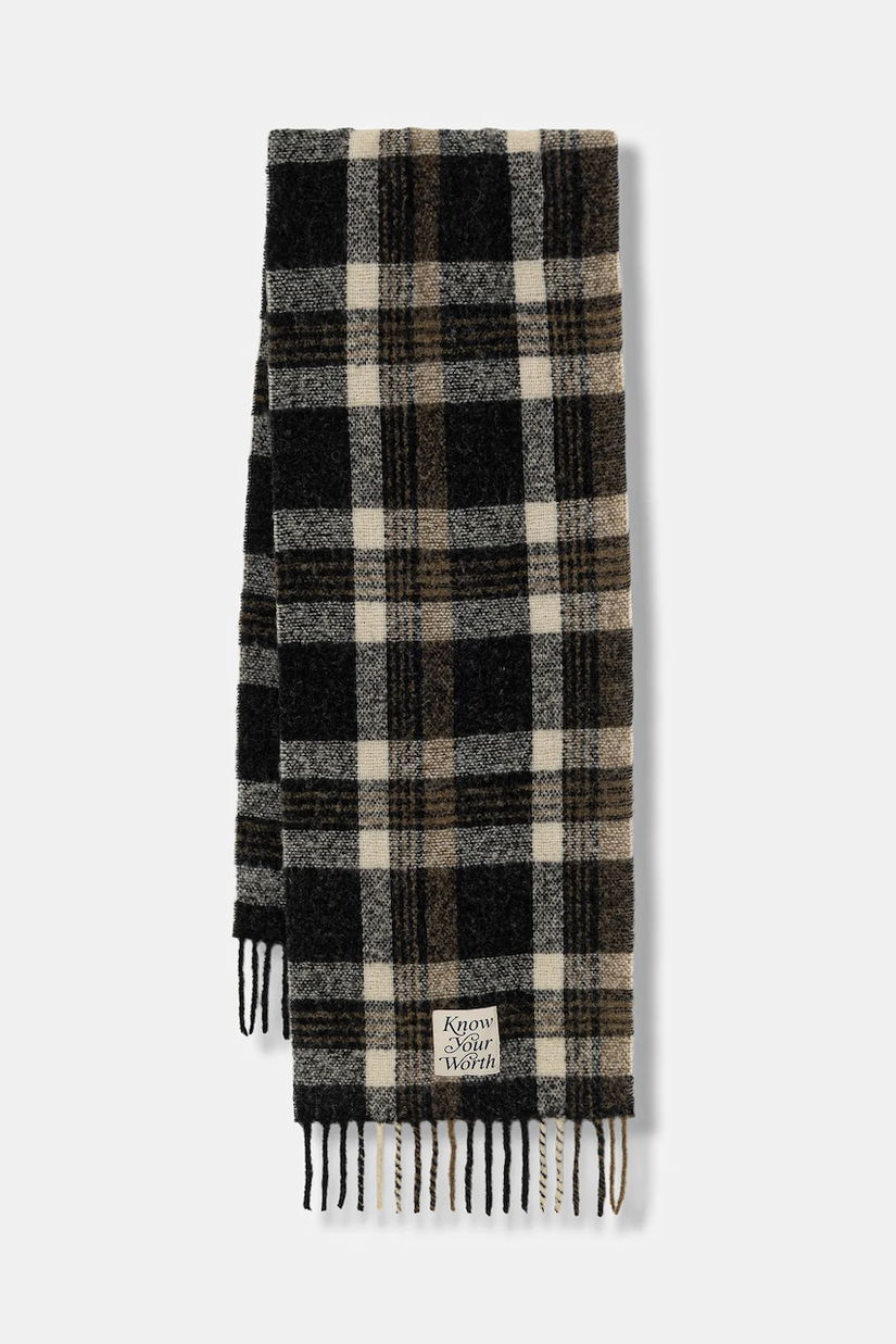 United Colors of Benetton eșarfă cu lână culoarea negru, 62QJDU027