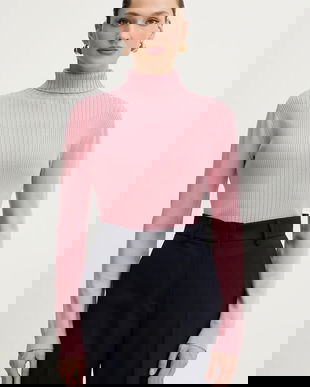 Morgan pulover din amestec de lână culoarea roz, MENTOL