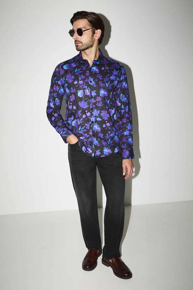 Medicine camasa din bumbac cu guler clasic, regular