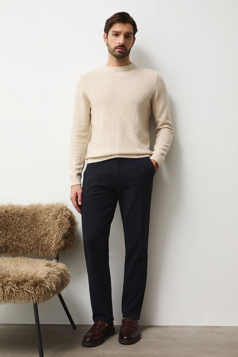 Medicine pantaloni culoarea albastru marin, cu fason chinos