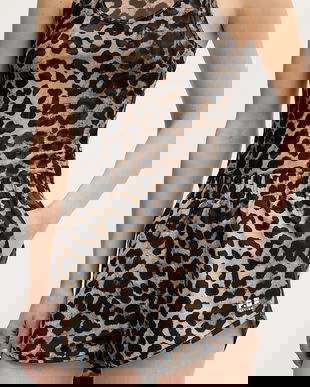 P.E Nation pantaloni scurti Venture culoarea maro, cu imprimeu, high waist, 253S229