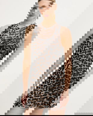 P.E Nation rochie Discovery Mesh culoarea maro, mini, drept, 254D218