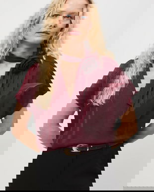 Medicine bluza culoarea bordo, neted