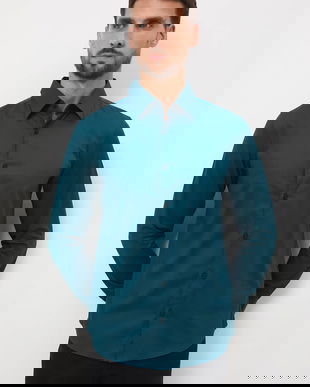 Medicine camasa culoarea verde, cu guler clasic, slim