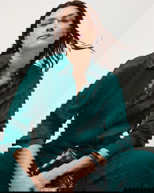 Medicine camasa culoarea verde, cu guler clasic, relaxed