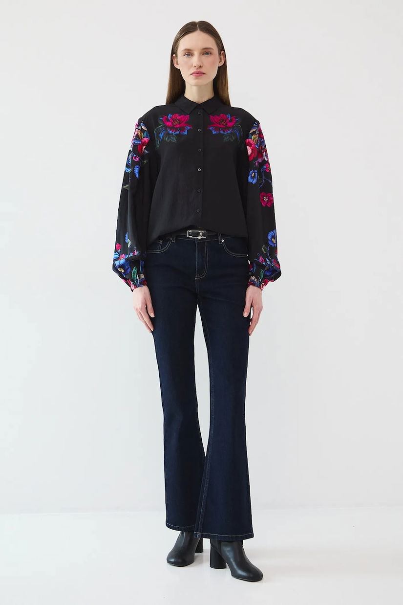 Medicine camasa culoarea negru, cu guler clasic, regular