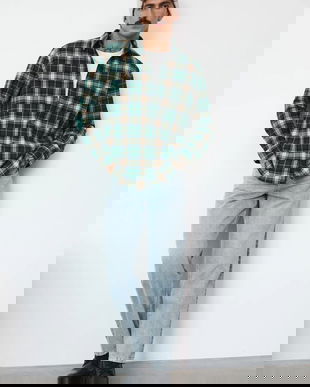 Medicine camasa din bumbac culoarea verde, cu guler clasic, relaxed