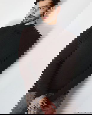 Medicine pulover culoarea maro, light, cu turtleneck