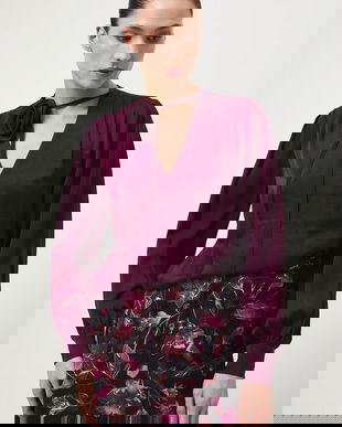 Medicine bluza culoarea violet, neted