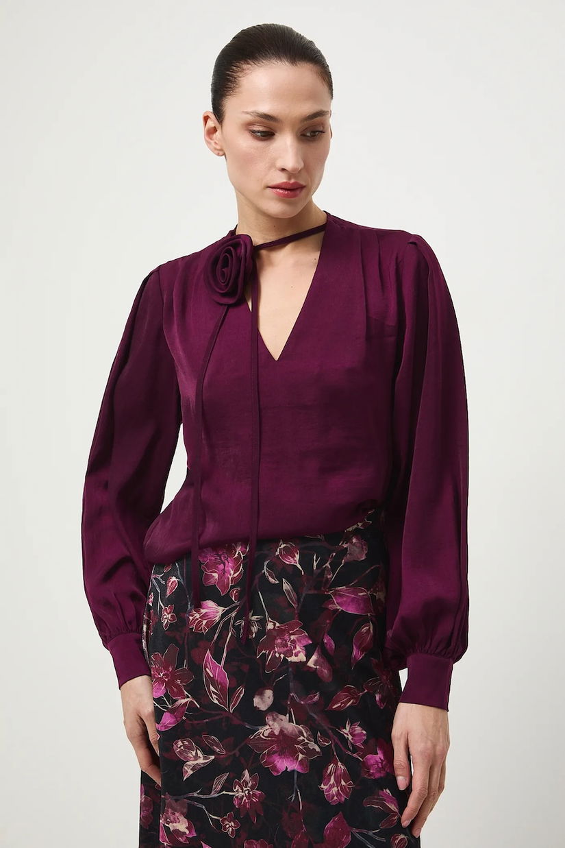 Medicine bluza culoarea violet, neted