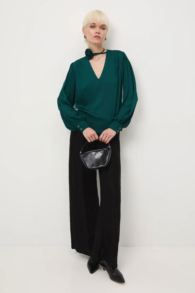 Medicine bluza culoarea verde, neted