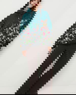 Medicine bluza culoarea verde, cu glugă, modelator