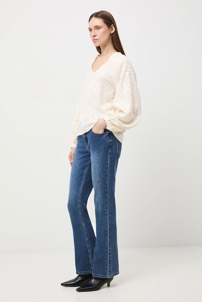 Medicine bluza din bumbac culoarea bej, cu imprimeu