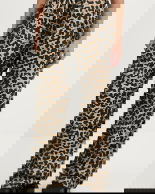 P.E Nation pantaloni de bumbac culoarea maro, lat, high waist, 253P147