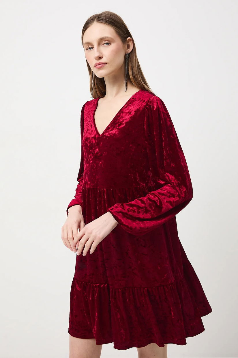 Medicine rochie culoarea rosu, mini, evazati