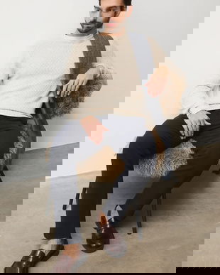 Medicine pulover din amestec de lana culoarea bej, light