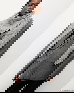 Answear.LAB esarfa de lana culoarea gri, neted