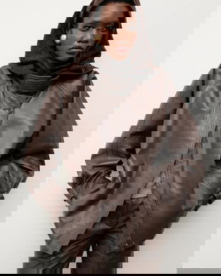 Answear.LAB cagulă cu lână merinos culoarea maro