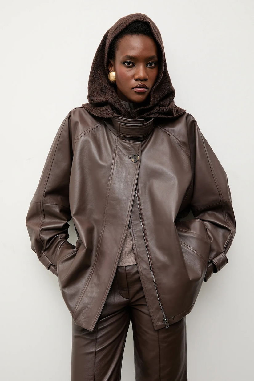 Answear.LAB cagulă cu lână merinos culoarea maro