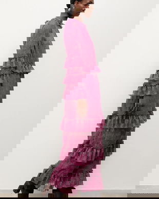 Answear.LAB rochie culoarea bordo, maxi, evazati