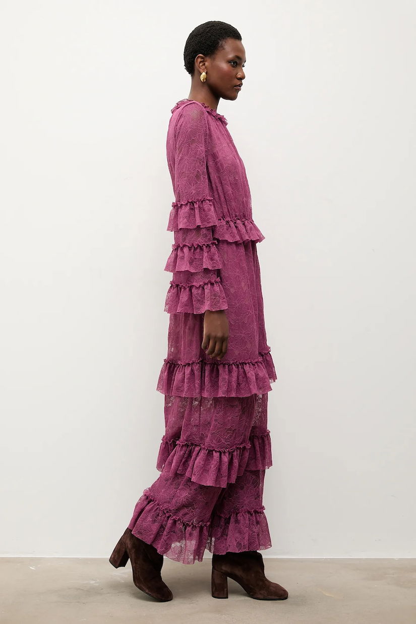 Answear.LAB rochie culoarea bordo, maxi, evazati