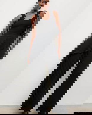 Answear.LAB pantaloni culoarea negru, lat, high waist